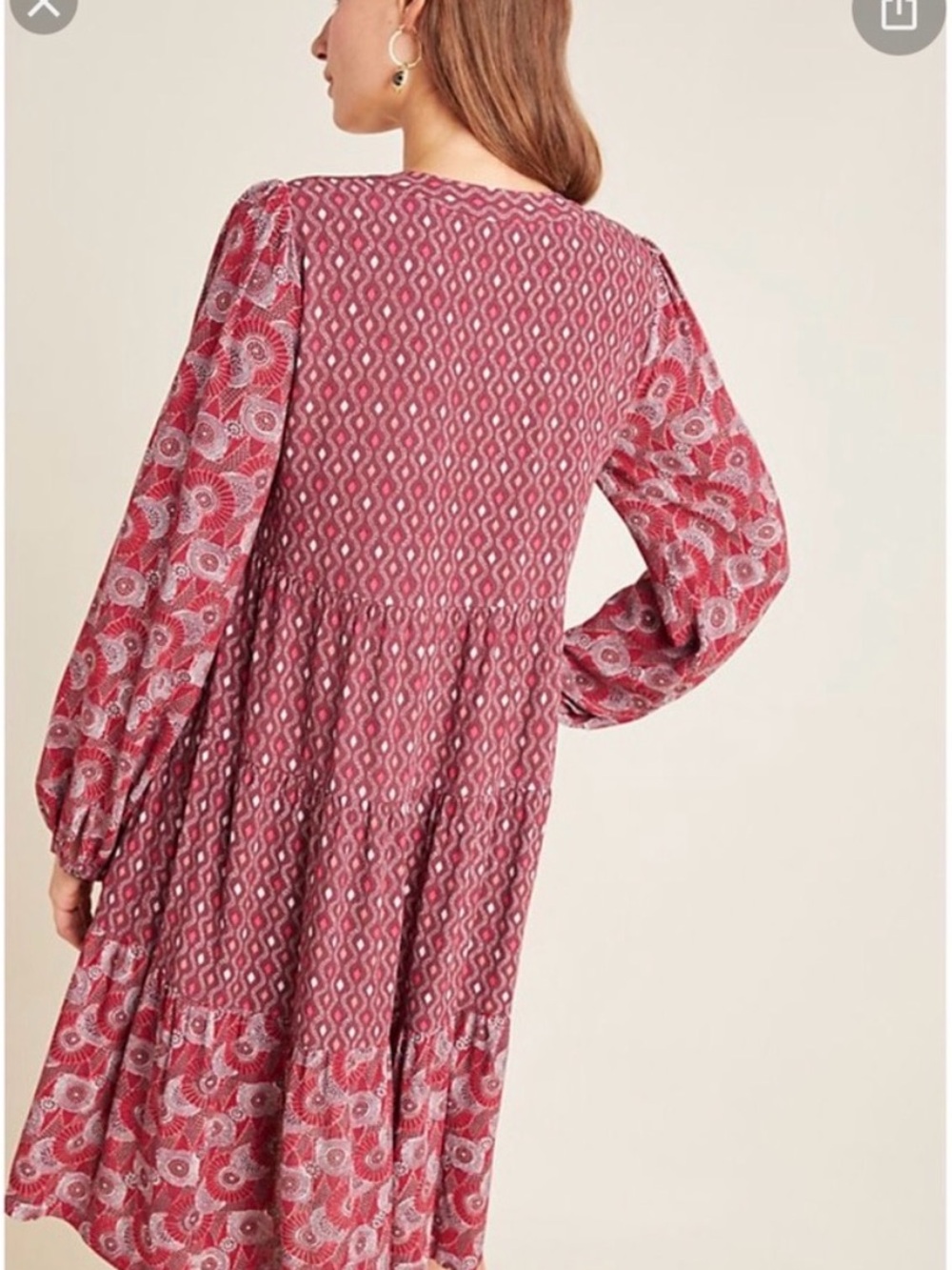 Maeve by Anthropologie Amber Burgundy Long Sleeve Mini Dress - Picture 10 of 10